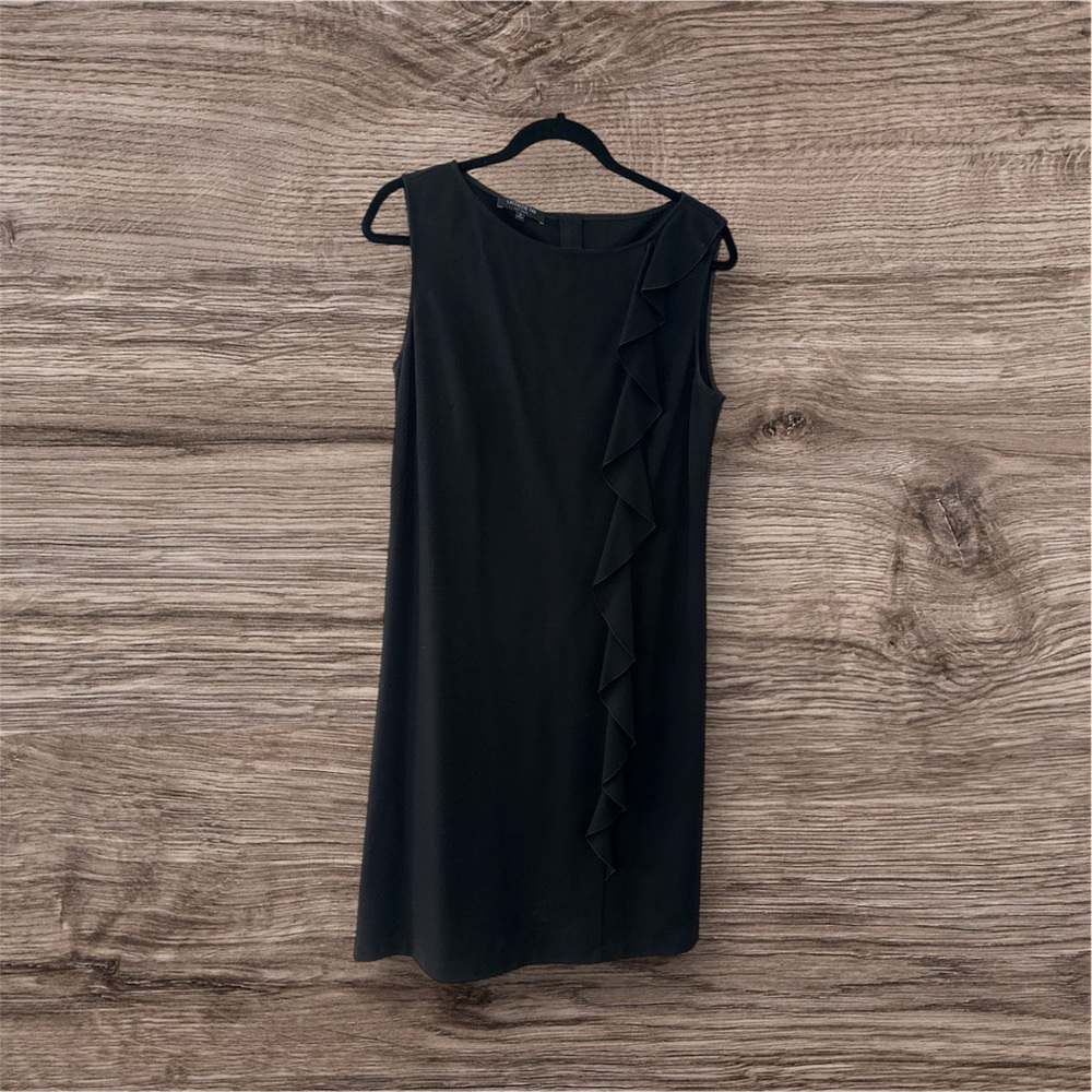 Lafayette 148 New York Black Midi Dress with Ruffle Detail